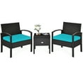 thumbnail image 1 of Patiojoy 3-Piece Patio Wicker Storage Table & Chair Set Outdoor Conversation Set Turquoise, 1 of 5