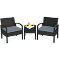 thumbnail image 1 of Patiojoy 3 Pieces Patio Set Outdoor Wicker Rattan Furniture w/ Cushions Gray, 1 of 6