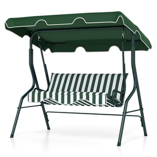 Patiojoy 3-Seats Outdoor Glider Hammock with Adjustable Waterproof Canopy Aluminum Frame Patio Swing Chair Green
