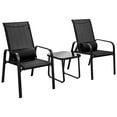 thumbnail image 1 of Patiojoy 3PCS Patio Adjustable Back Stackable Chairs Side Table Set Bistro Set Classic Furniture Chair Set for Garden Black, 1 of 9