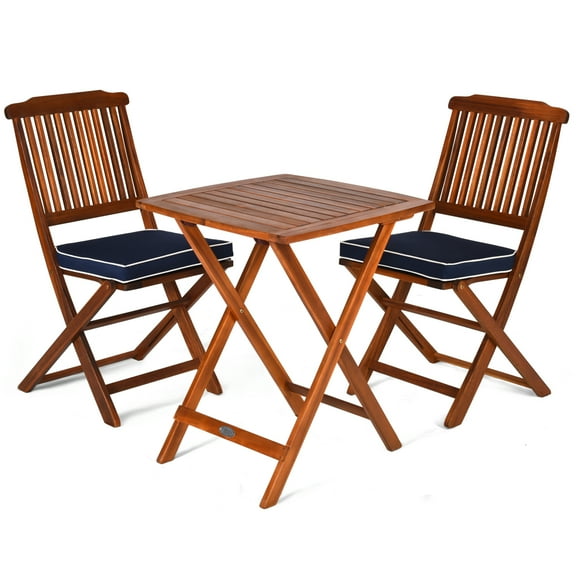 Patiojoy 3PCS Patio Folding Wooden Furniture Conversation Set Indoor & Outdoor