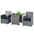 thumbnail image 1 of Patiojoy 3PCS Patio Rattan Furniture Set Outdoor Wicker Table & Chair Set w/Cushions Navy, 1 of 6