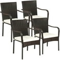 thumbnail image 1 of Patiojoy 4 PCS Stackable Rattan Chairs Outdoor Dining Chairs w/Cushion for Porch Yard Garden, 1 of 10