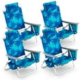 thumbnail image 1 of Costway 4-Pack Folding Backpack Beach Chair 5-Position Outdoor Reclining Chairs with Pillow Navy Blue, 1 of 9