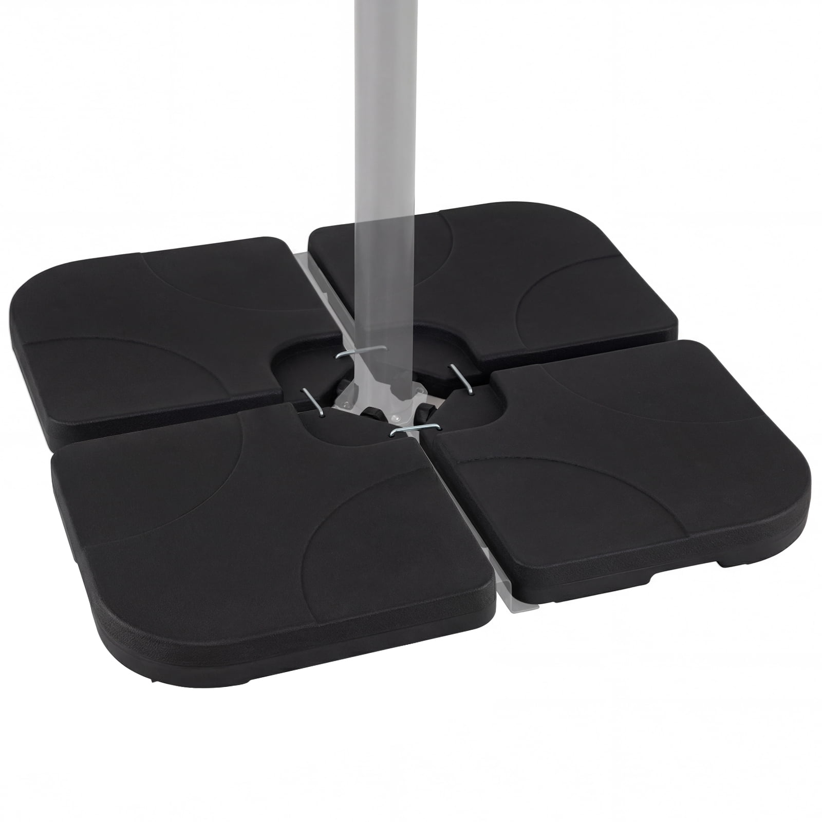 Patiojoy 4-Piece Heavy Duty Cantilever Umbrella Base 164 LBS/72 KG Square Patio Umbrella Stand with Easy-to-Fill Spouts