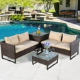thumbnail image 1 of Patiojoy 4 Pieces Outdoor Patio Rattan Furniture Wicker Conversation Set, 1 of 8