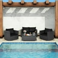 thumbnail image 1 of Patiojoy 4PC Patio Rattan Wicker Conversation Furniture Set Sectional Sofa & Coffee Table Black, 1 of 8