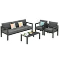 thumbnail image 1 of Patiojoy 4 Pieces Patio Seating Set Outdoor Sectional Sofa Set w/Coffee Table & Cushions Gray, 1 of 6