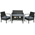 thumbnail image 1 of Patiojoy 4PCS Rattan Wicker Outdoor Patio Conversation Set Cushioned Sofa Coffee Table, 1 of 5