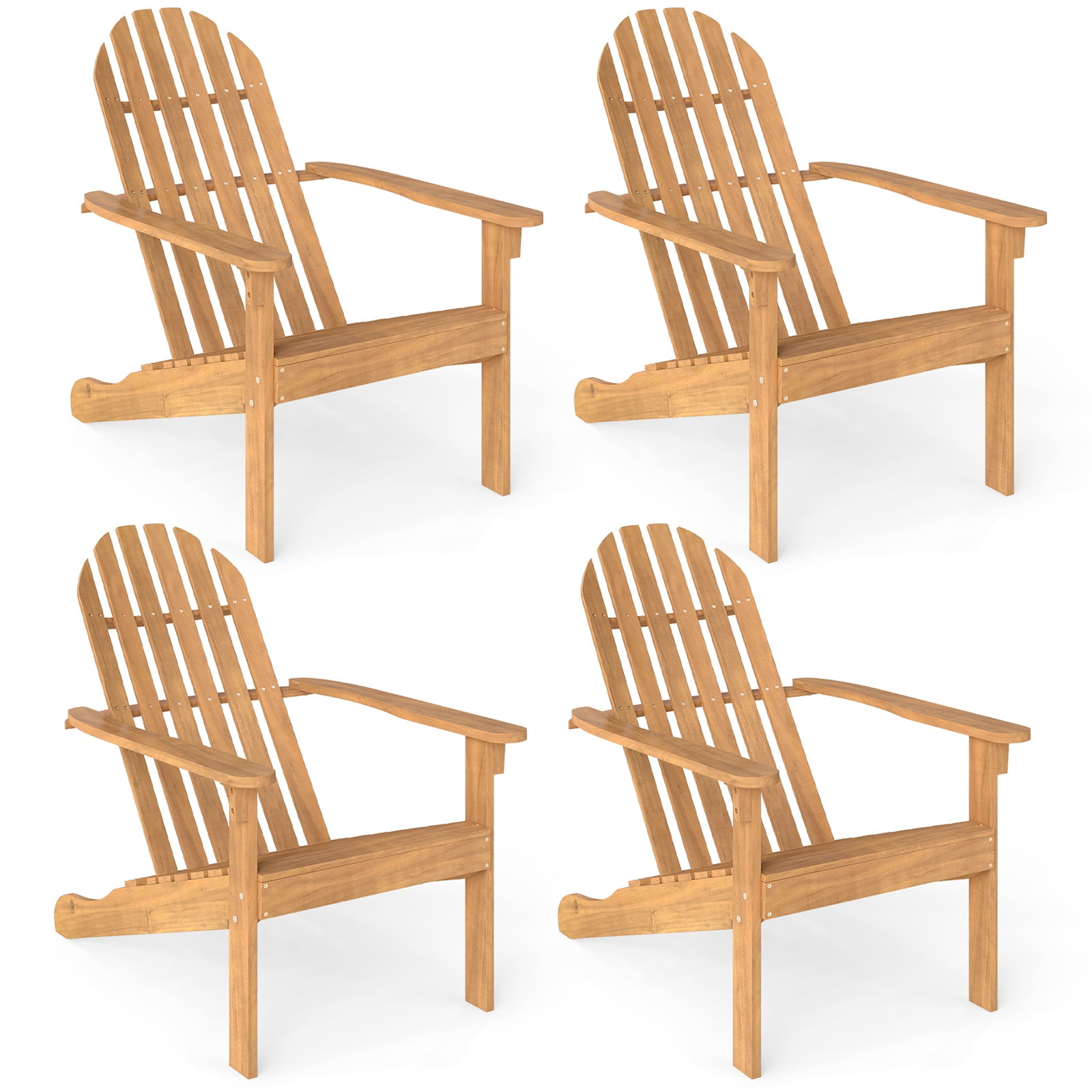 Patiojoy 4PCS Outdoor Adirondack ChairSolid Acacia Wood Fire Pit Chair ...