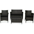 thumbnail image 1 of Patiojoy 4PCS Patio Rattan Wicker Furniture Set Sofa Chair Table Set W/ Black Cushions, 1 of 9