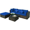 thumbnail image 1 of Patiojoy 5-Piece Outdoor Patio Sectional Rattan Sofa Set with Soft Back and Seat Cushion Navy, 1 of 5