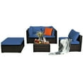 thumbnail image 1 of Patiojoy 5-Piece Outdoor Patio Sectional Rattan Wicker Conversation Sofa Set with Navy Cushions, 1 of 5