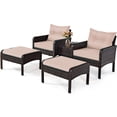thumbnail image 1 of Patiojoy 5-Piece Patio Rattan Conversation Set Beige Cushioned Sofas and Ottoman Set with Table, 1 of 10