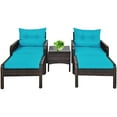 thumbnail image 1 of Patiojoy 5-Piece Patio Rattan Conversation Set Blue Cushioned Sofas and Ottoman Set with Table, 1 of 6