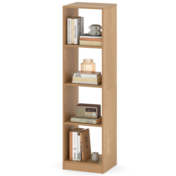 Patiojoy 56" Tall Bookcase, 4-Cube Bookshelf with 4 Anti-Tipping Kits Compact Toy Storage Cabinet