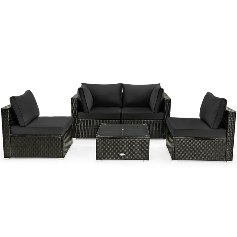 Black rattan 2024 table set