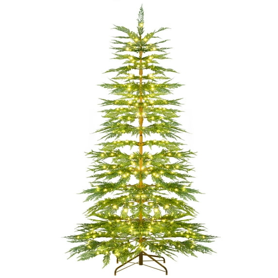 Patiojoy 6.5 FT Pre-lit Artificial Christmas Tree Hinged Xmas Tree with 470 Branch Tips 430 Warm White LED Lights
