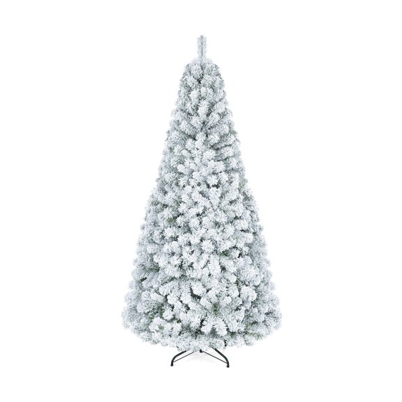 Patiojoy 6 FT Snow-Flocked Christmas Tree Hinged Holiday Decoration Tree with Branch Tips