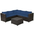 thumbnail image 1 of Patiojoy 6 PCS Patio Rattan Furniture Set Outdoor Wicker Conversation Sofa Set w/Tempered Glass Coffee Table Navy, 1 of 7
