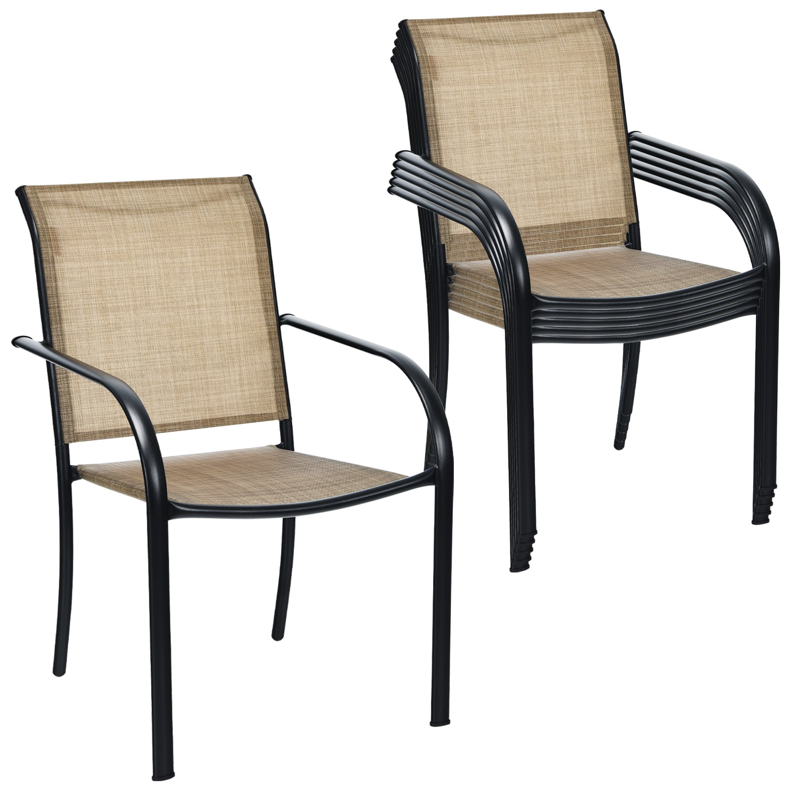 Patiojoy 6 PCS Stacking Patio Dining Chairs Outdoor Armchair w