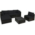 thumbnail image 1 of Patiojoy 6PCS Patio Rattan Furniture Set Outdoor Sectional Sofa Set w/Coffee Table & Ottoman Black, 1 of 6