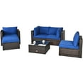 thumbnail image 1 of Patiojoy 6PCS Rattan Patio Furniture Set Cushioned Sofa Chair Ottoman Navy, 1 of 9