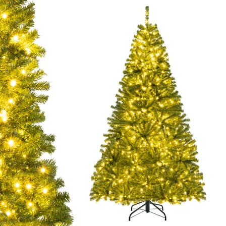 Patiojoy 7 FT Pre-lit Artificial Christmas Tree Hinged Xmas Tree with 1000 Warm White LED Lights