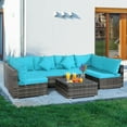 thumbnail image 1 of Patiojoy 7 PCS Outdoor Patio Furniture Set All-Weather PE Rattan Sofa Set w/Coffee Table & Cushions Turquoise, 1 of 9