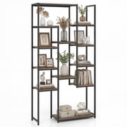 Patiojoy 71 Bookshelf Industrial Bookcase with 12 Storage Shelves and Heavy-Duty Metal Frame