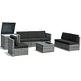 thumbnail image 1 of Patiojoy 8-Piece Outdoor Wicker Rattan Conversation Sofa Set w/ Storage Table Black, 1 of 7