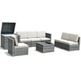 thumbnail image 1 of Patiojoy 8-Piece Outdoor Wicker Rattan Conversation Sofa Set w/ Storage Table White, 1 of 6