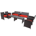 thumbnail image 1 of Patiojoy 8PCS Outdoor Patio Furniture Sets Weather-Resistant Rattan Sofas w/ Soft Cushion Red, 1 of 8