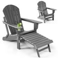 thumbnail image 1 of Patiojoy Adirondack Chair W/Ergonomic Design&Ottoman Outdoor Armchair HDPE chair for Yard&Patio Grey, 1 of 8