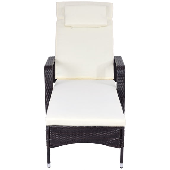 Patiojoy Adjustable Wicker Patio Lounge Outdoor Rattan Cushioned Recliner