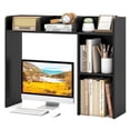 thumbnail image 1 of Patiojoy Desktop Bookshelf 3-Tier Multipurpose Countertop Hutch Bookshelf for 27 Inch Monitor w/ 3 Upper Shelves & 2 Side Compartments Black, 1 of 10