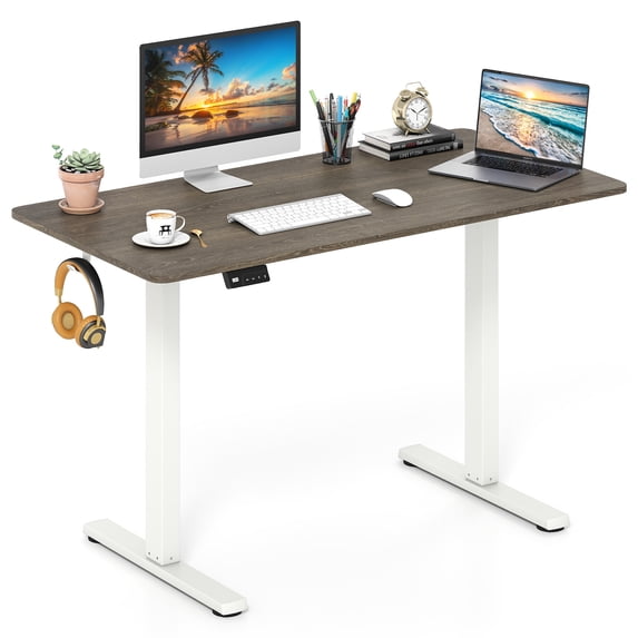Patiojoy Electric Standing Desk 48" x 24" Height Adjustable Desk Ergonomic Sit Stand Desk Grey & White