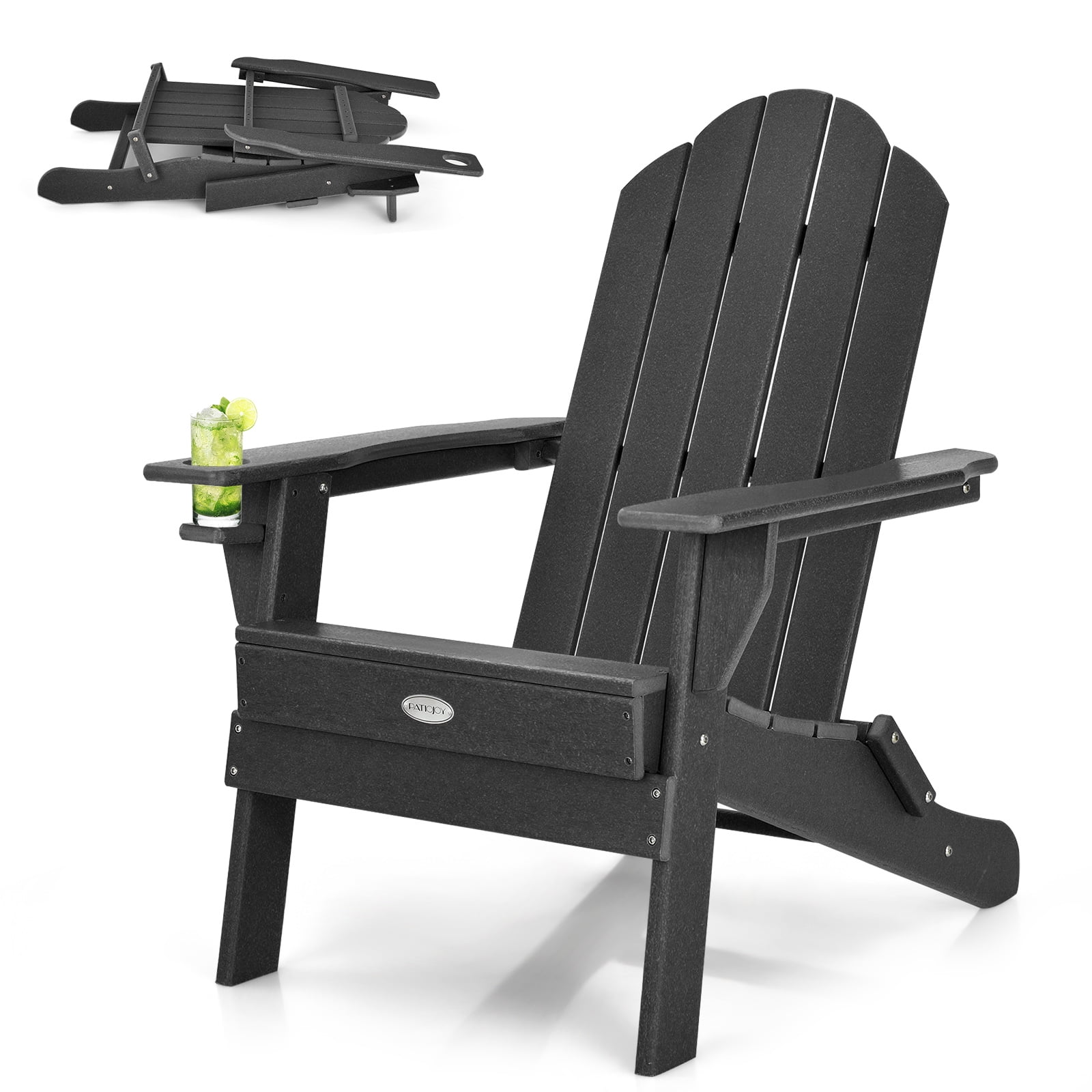 Patiojoy Folding Adirondack Chair Outdoor Adirondack Chair Weather Resistant Lounger for