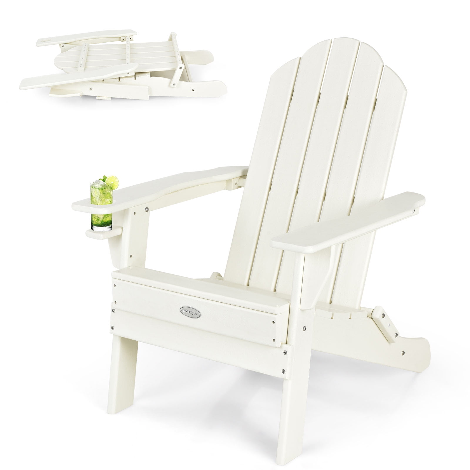 Patiojoy Folding Adirondack Chair Outdoor Adirondack Chair Weather Resistant Lounger for