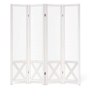 Patiojoy Folding Pegboard Room Divider 4-Panel Privacy Screen with Solid Wood Frame & Metal Hinges Freestanding Pegboard Display Stand for Home Store Craft Show White Set of 4