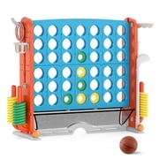 Patiojoy Giant 4-in-A-Row Connect Game Set Height Adjustable 4-to-Score Game Light Blue & Gray
