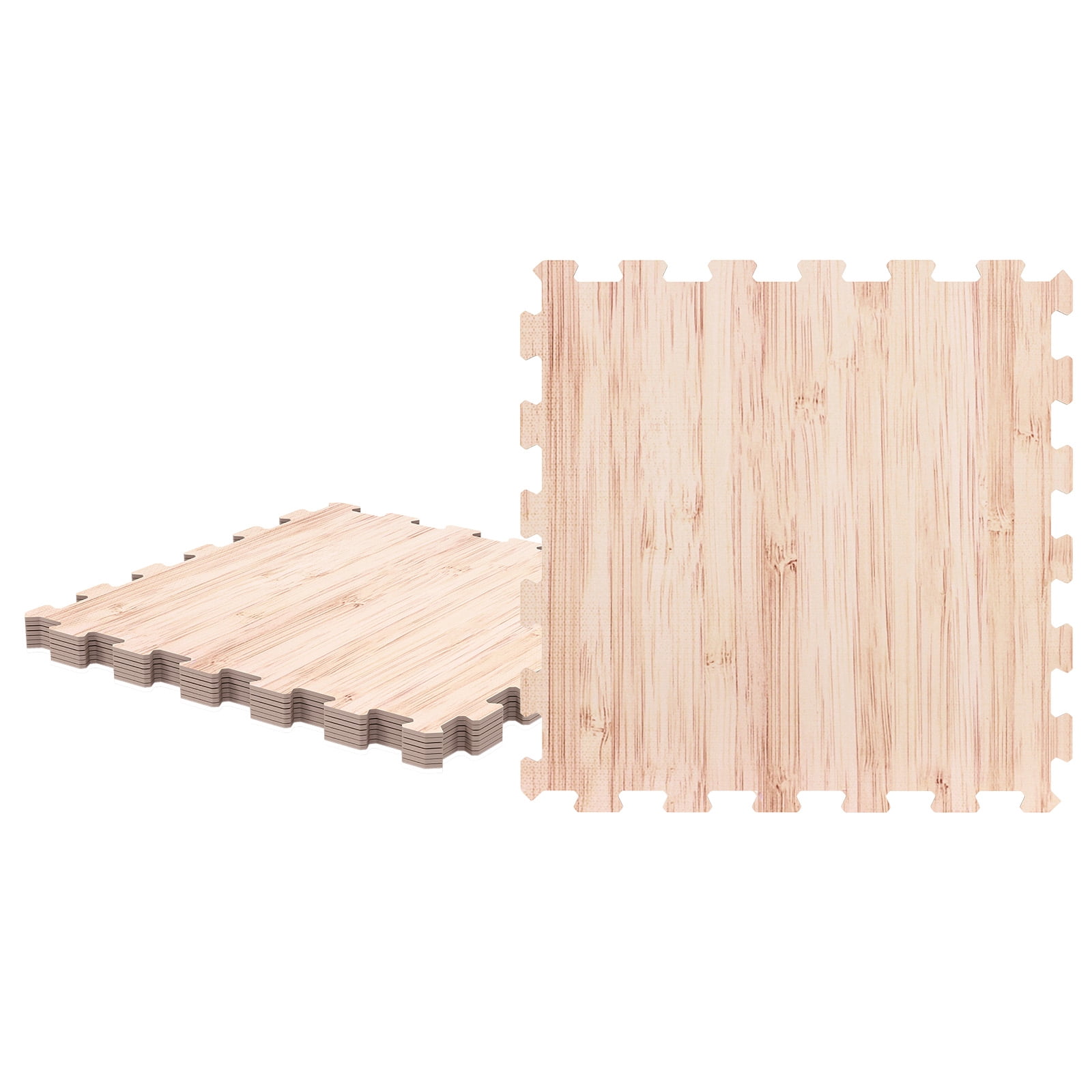 Patiojoy Interlocking Floor Tiles Wood Grain Printed EVA Foam Puzzle Tiles with Waterproof Surface