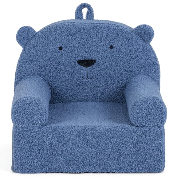 Patiojoy Kids Bear Sofa Toddler Foam Couch with Soft Fleece Fabric Cover Cute Reading Chair for Children Navy