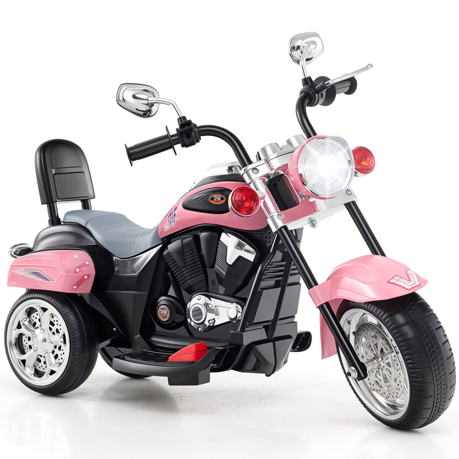 Patiojoy Kids Motorcycle 6V Battery Powered 3-Wheel Electric Motorcycle for Kids Pink
