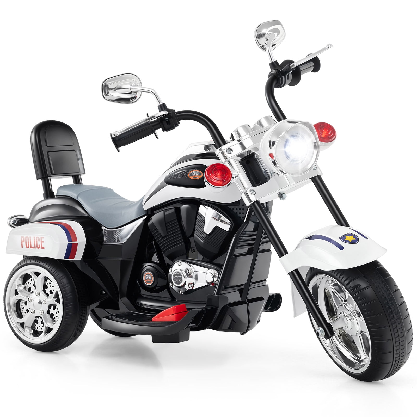 Patiojoy Kids Motorcycle 6V Battery Powered 3-Wheel Electric Motorcycle for Kids White
