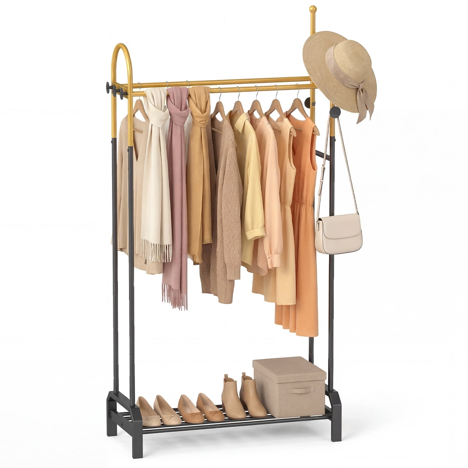 Patiojoy Metal Clothing Rack Freestanding Garment Rack with Double ...