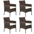 thumbnail image 1 of Patiojoy Outdoor 4 PCS Rattan Dining Chair Patio Cushioned Arm Chair w/Zipper Brown, 1 of 10