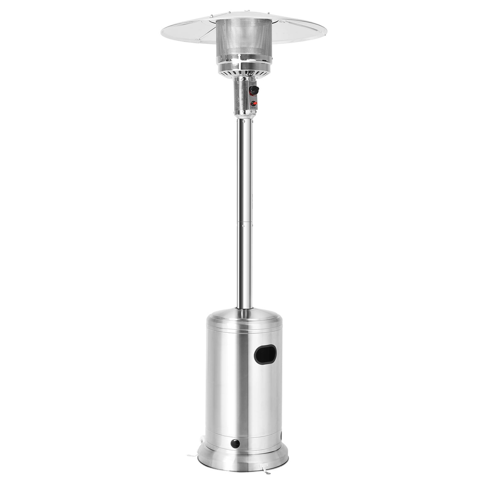 Silver Stainless Steel Propane Patio Heater with Wheels