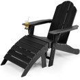 thumbnail image 1 of Patiojoy Outdoor Adirondack Chair W/Ergonomic Design&Ottoman Lounge Armchair HDPE chair for Yard&Patio Black, 1 of 7