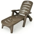 thumbnail image 1 of Patiojoy Outdoor Chaise Lounge Chair 5-Position Folding Recliner for Beach Poolside Backyard Brown, 1 of 10